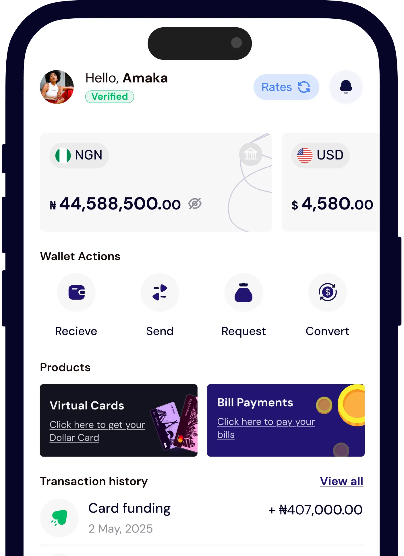 Pouchers app dashboard interface on a mobile device